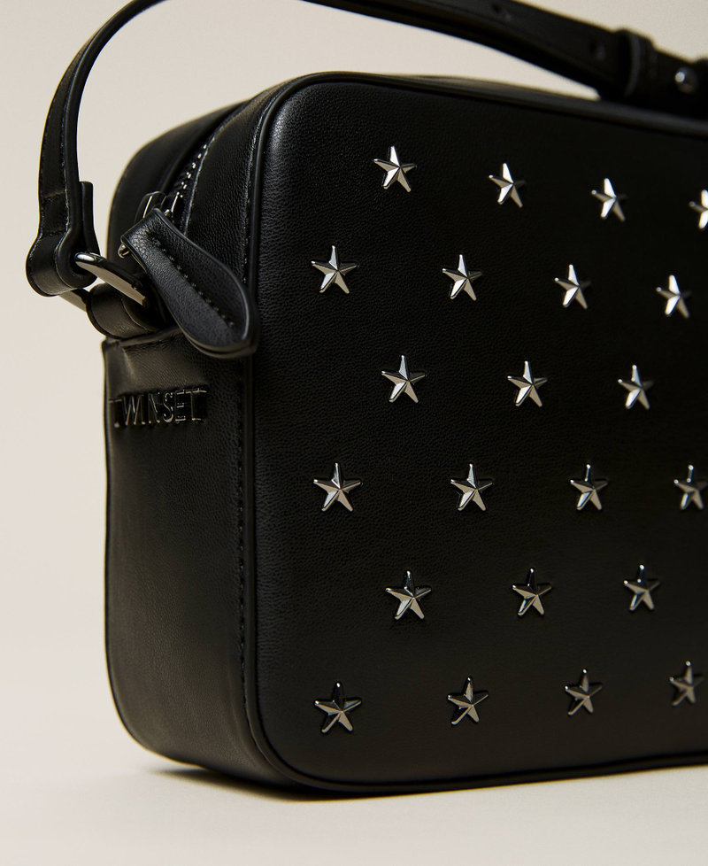 Shoulder bag with star-shaped studs Woman, Black | TWINSET Milano
