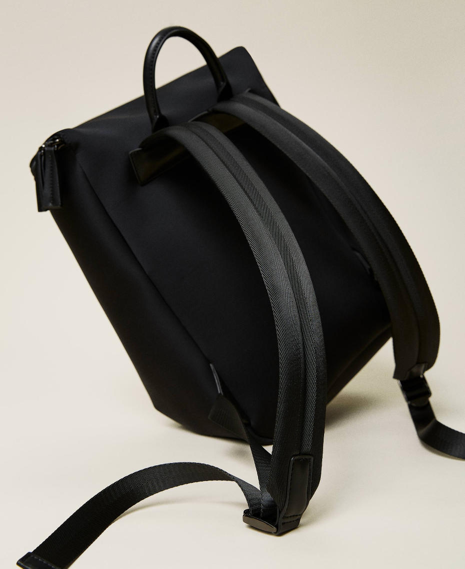 Grand sac à dos en scuba avec logo Noir Femme 212AO8090-04