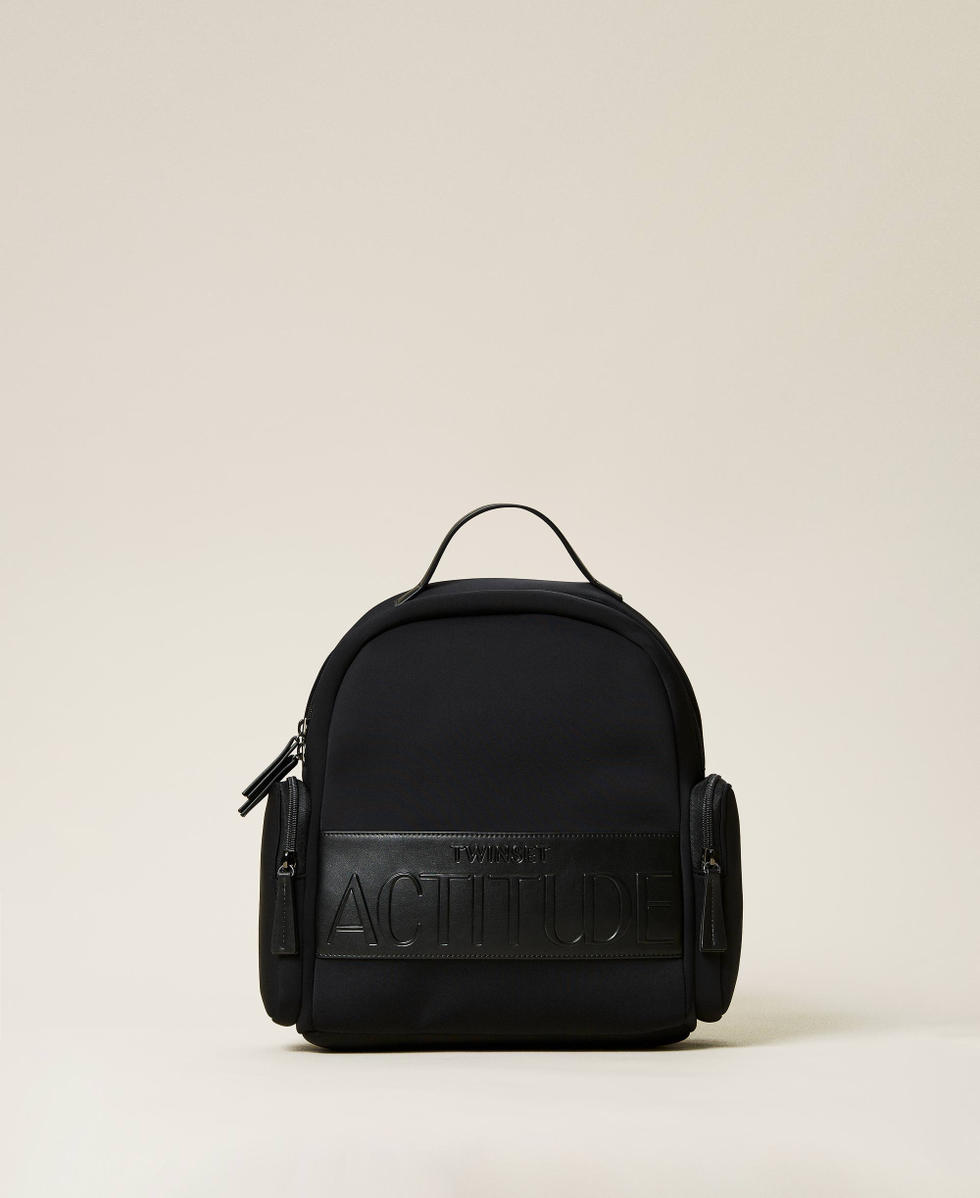 Scuba backpack with logo Woman Black TWINSET Milano