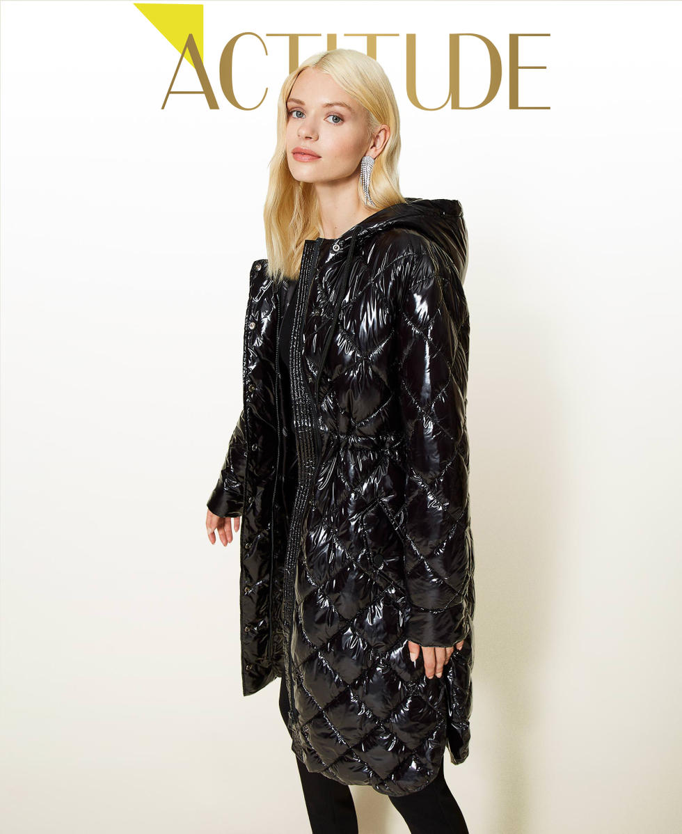 Glossy padded jacket clearance