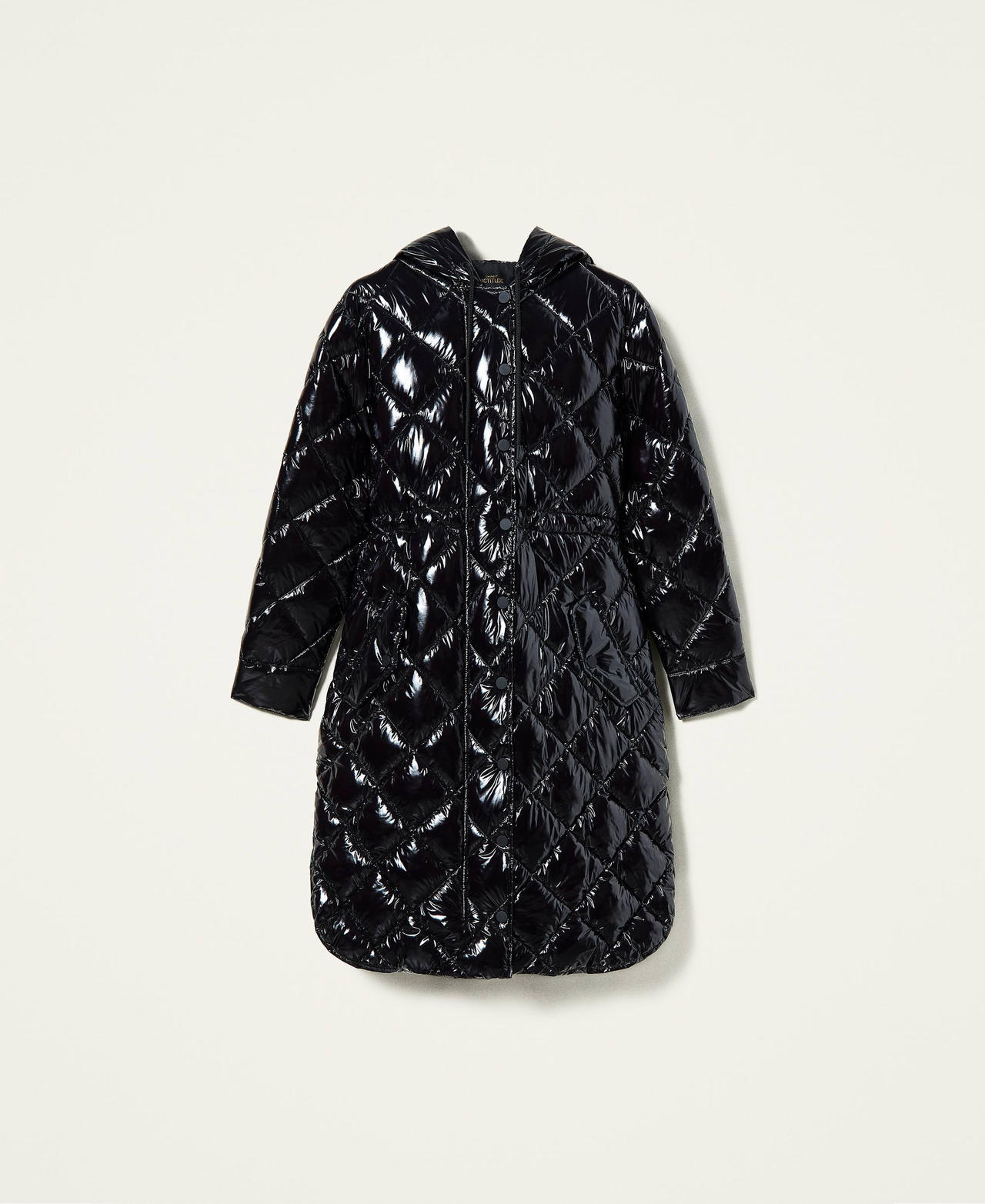 Diamond quilted glossy puffer jacket Black Woman 212AP2011-0S