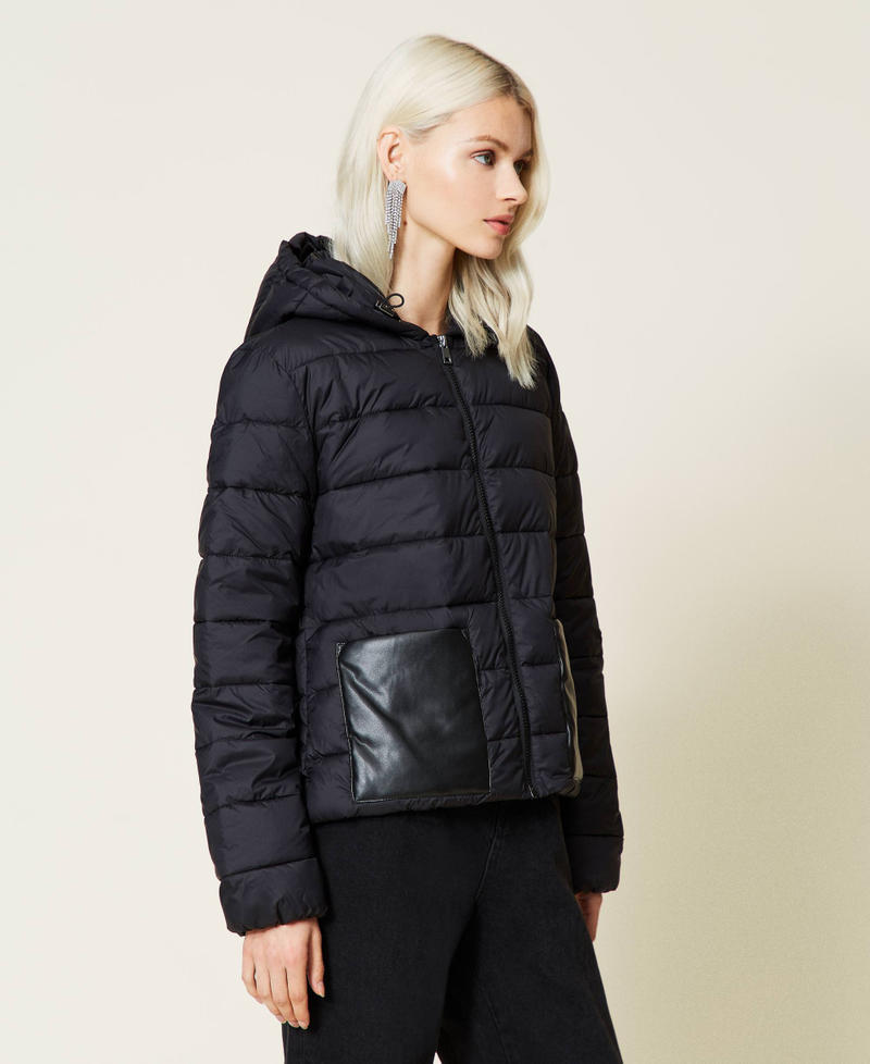 Puffer jacket with contrasting pockets Black Woman 212AP201A-02