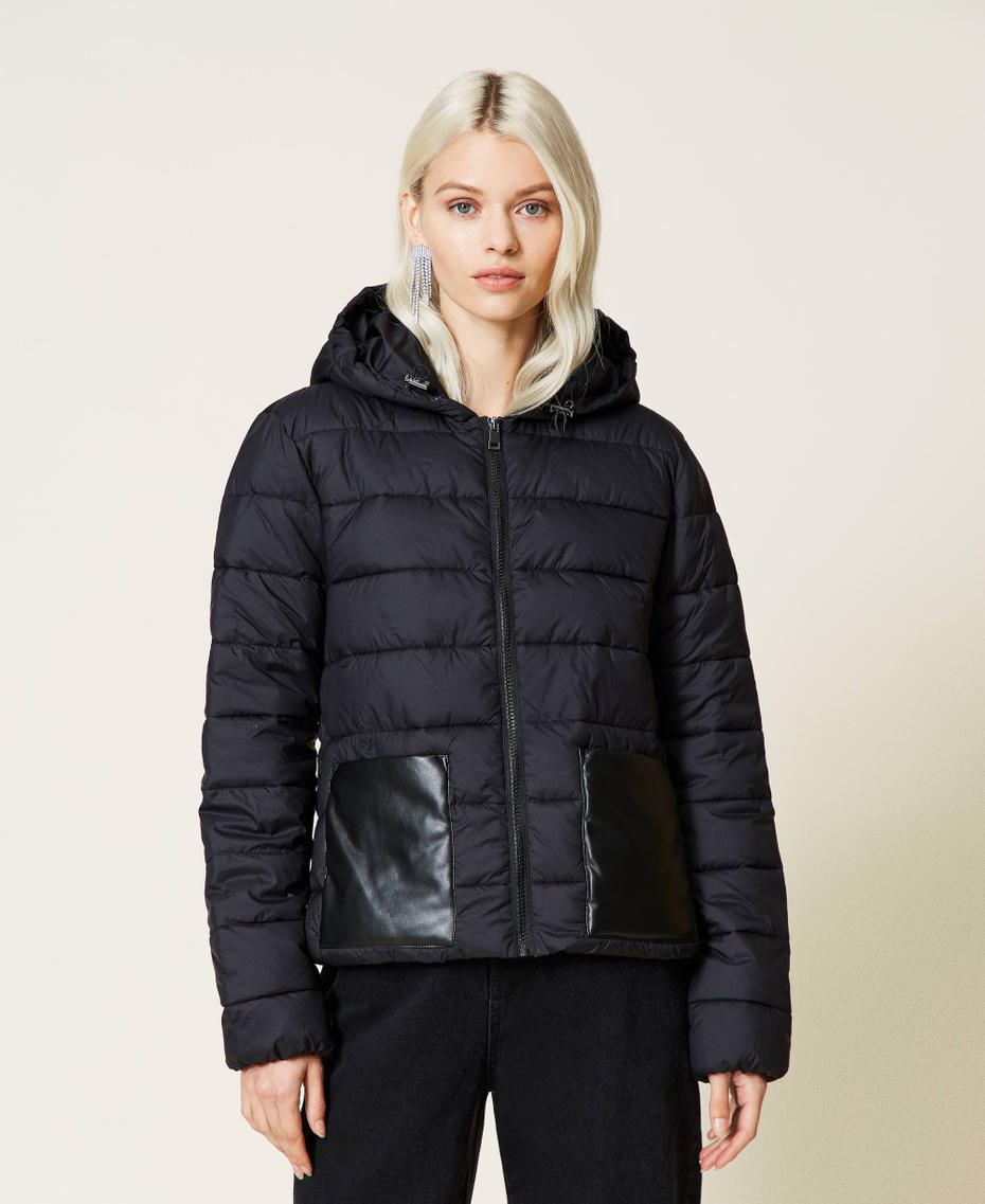Puffer jacket with contrasting pockets Black Woman 212AP201A-05