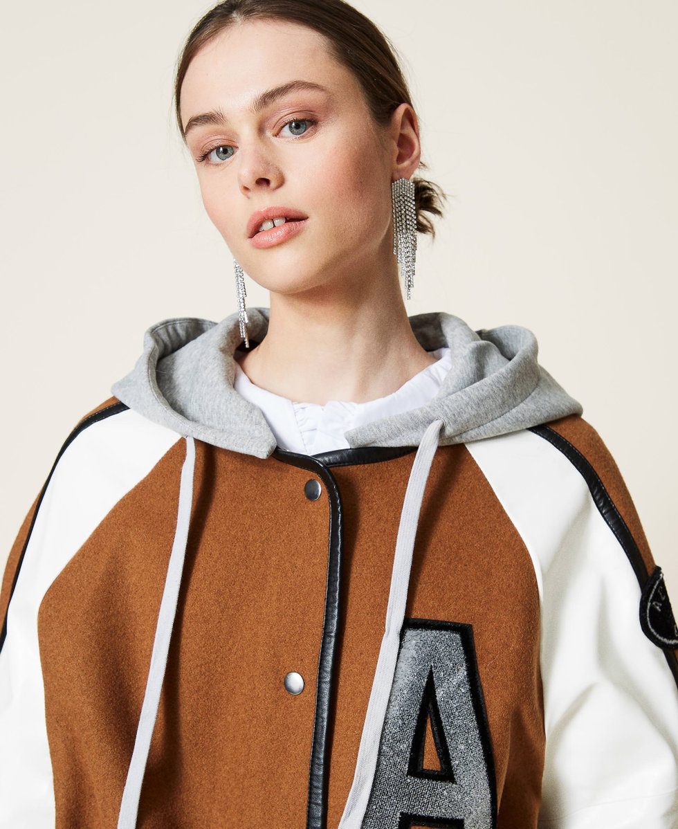 Bomber en drap avec empi&egrave;cements Marron &laquo;&nbsp;Panama&nbsp;&raquo; Femme 212AP202A-05
