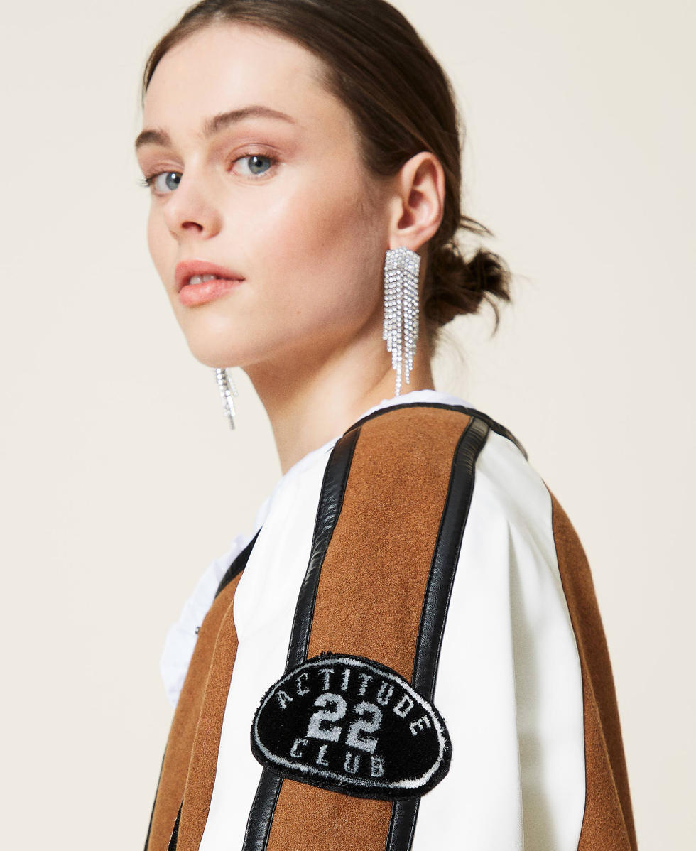 Bomber en drap avec empi&egrave;cements Marron &laquo;&nbsp;Panama&nbsp;&raquo; Femme 212AP202A-06