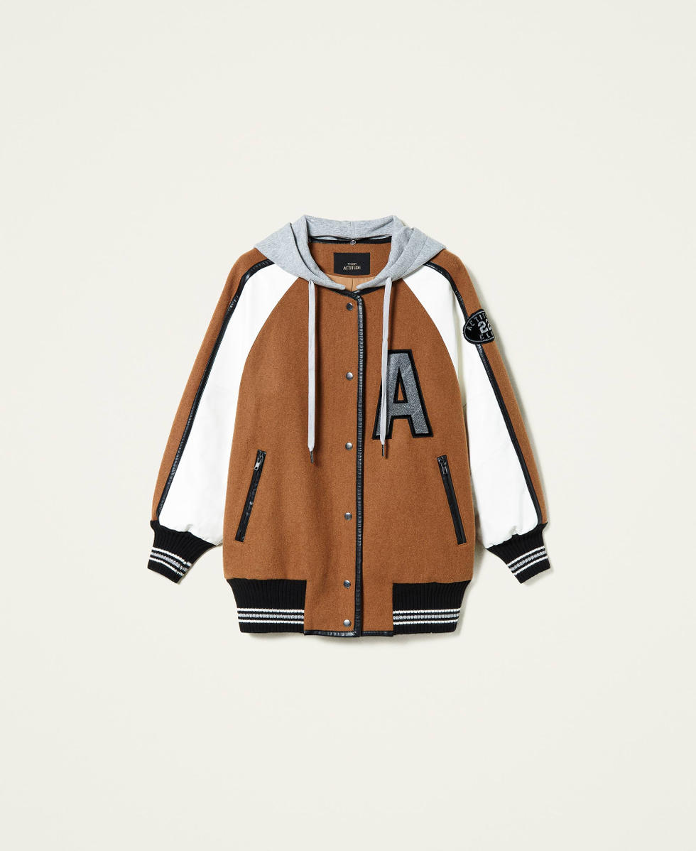 Bomber en drap avec empi&egrave;cements Marron &laquo;&nbsp;Panama&nbsp;&raquo; Femme 212AP202A-0S