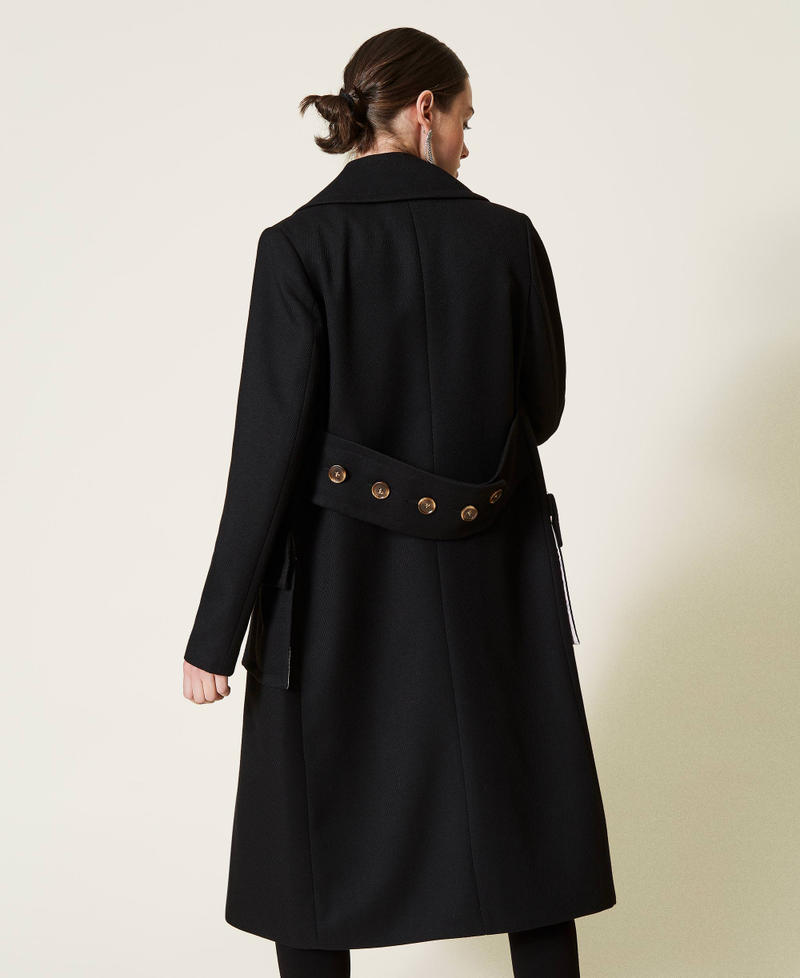 Long wool cloth coat Black Woman 212AP2031-03