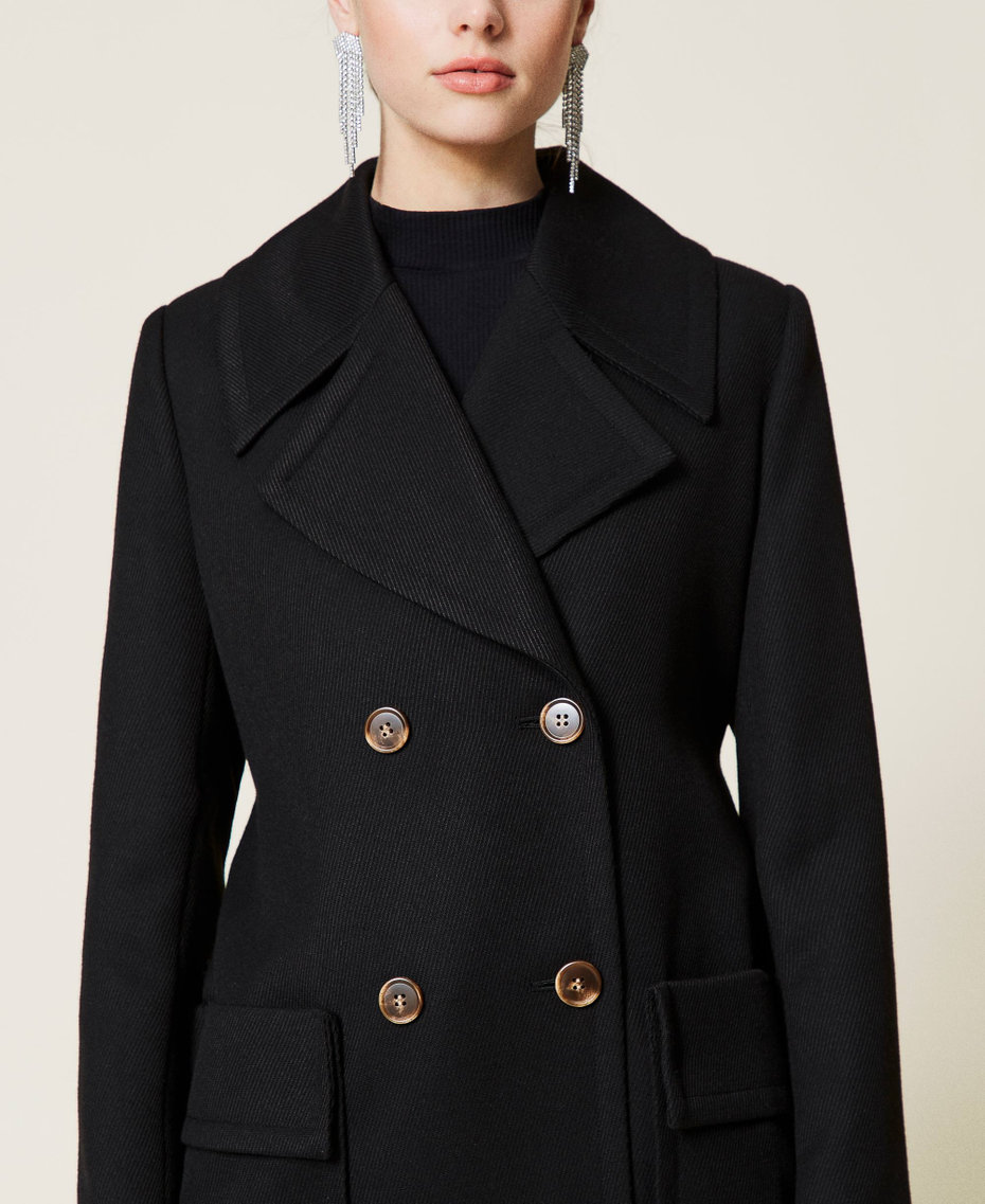 Long wool cloth coat Black Woman 212AP2031-06