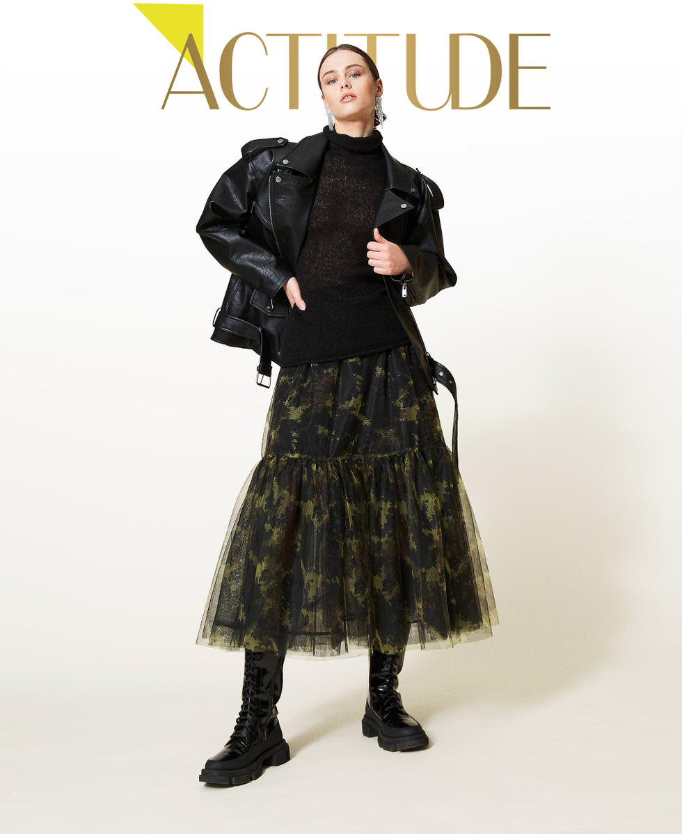 Camouflage tulle skirt top