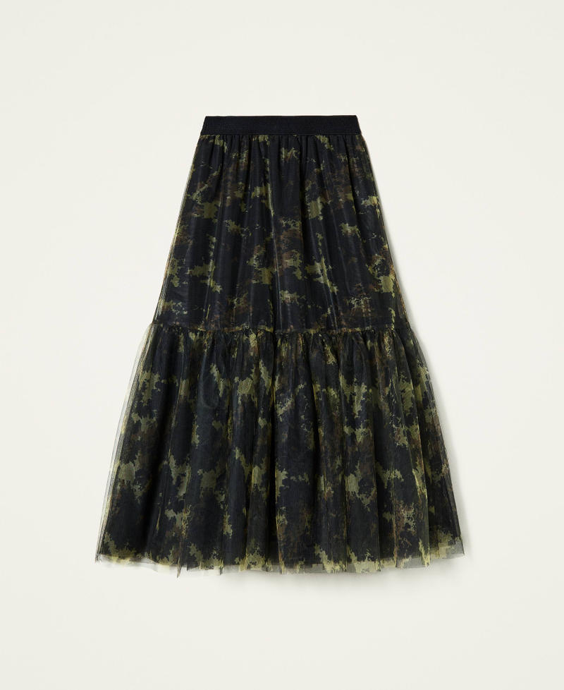 Gonna 'Silver' in tulle camouflage Stampa Mimetic Green Donna 212AP2040-0S