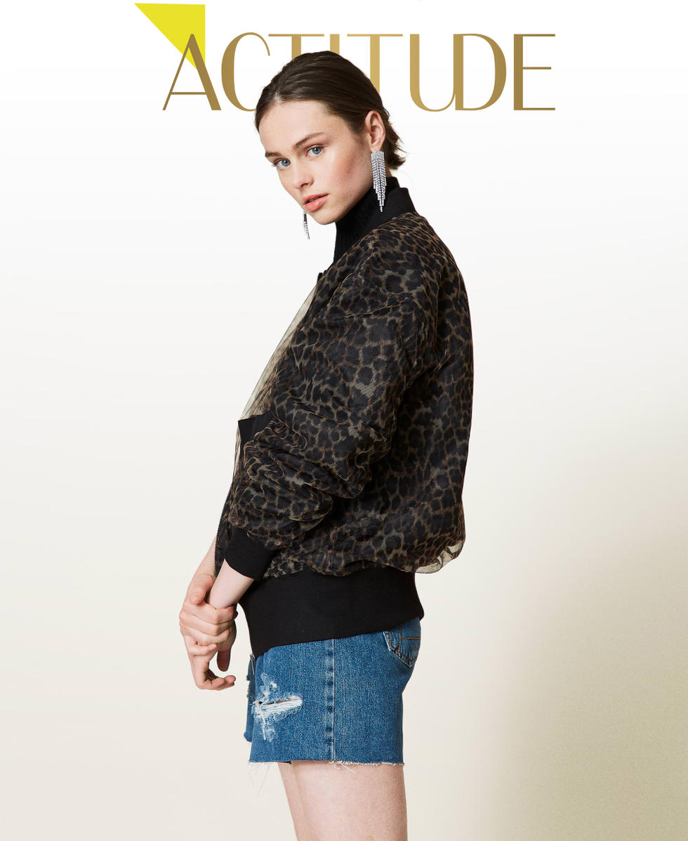 Satin bomber jacket - Leopard print - Ladies