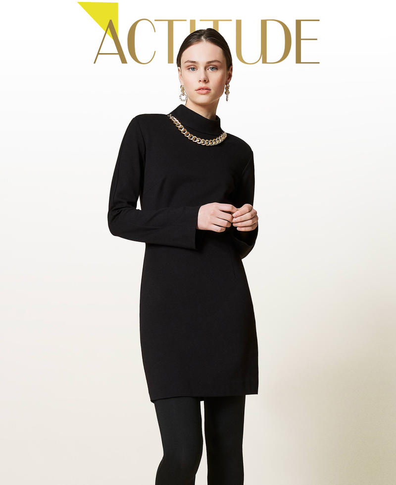 Fitted &lsquo;Topaz&rsquo; dress with chain Black Woman 212AP2065-01