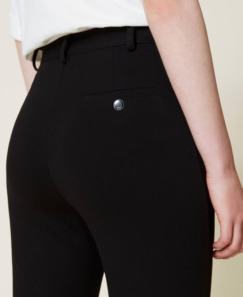 Black stretch cigarette trousers hot sale