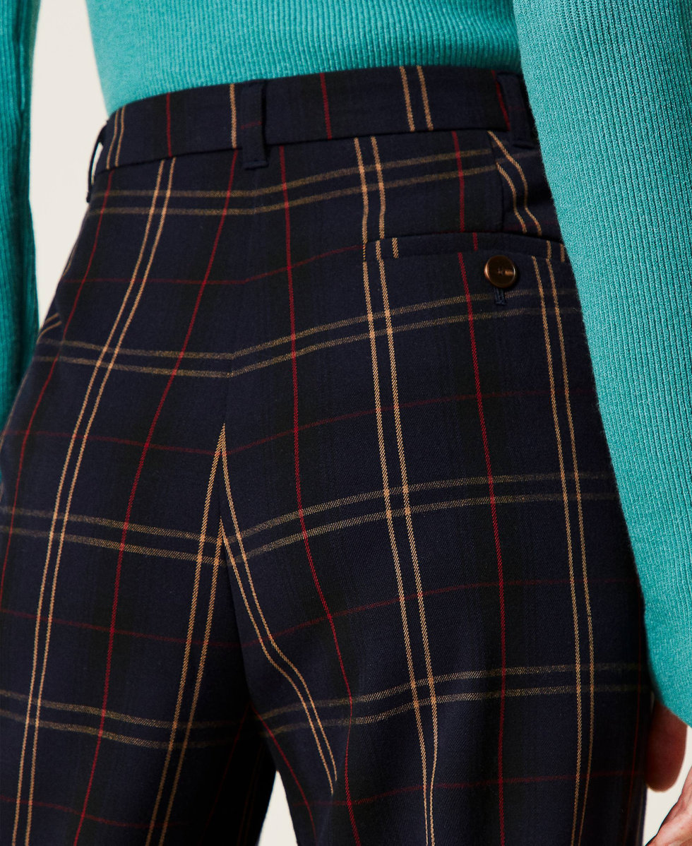 Pantalon Emerald en jacquard carreaux Femme Bleu TWINSET