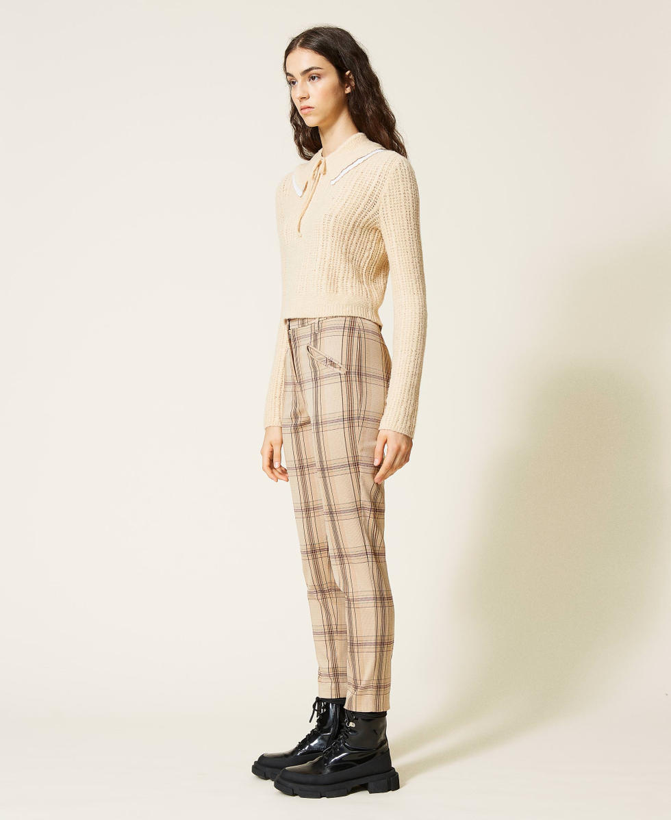 Emerald jacquard cigarette trousers Woman Brown TWINSET Milano
