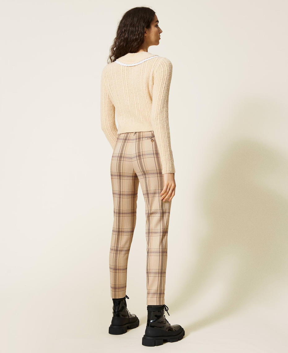 Pantalons cigarette &laquo;&nbsp;Emerald&nbsp;&raquo; jacquard Jacquard Carreaux Marron &laquo;&nbsp;Panama&nbsp;&raquo; Femme 212AP2072-03