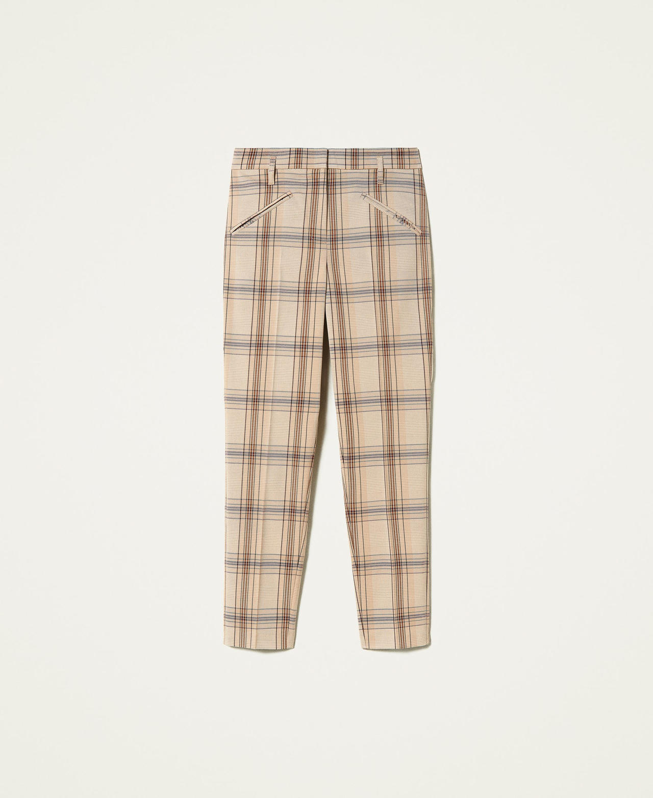 Pantalons cigarette &laquo;&nbsp;Emerald&nbsp;&raquo; jacquard Jacquard Carreaux Marron &laquo;&nbsp;Panama&nbsp;&raquo; Femme 212AP2072-0S