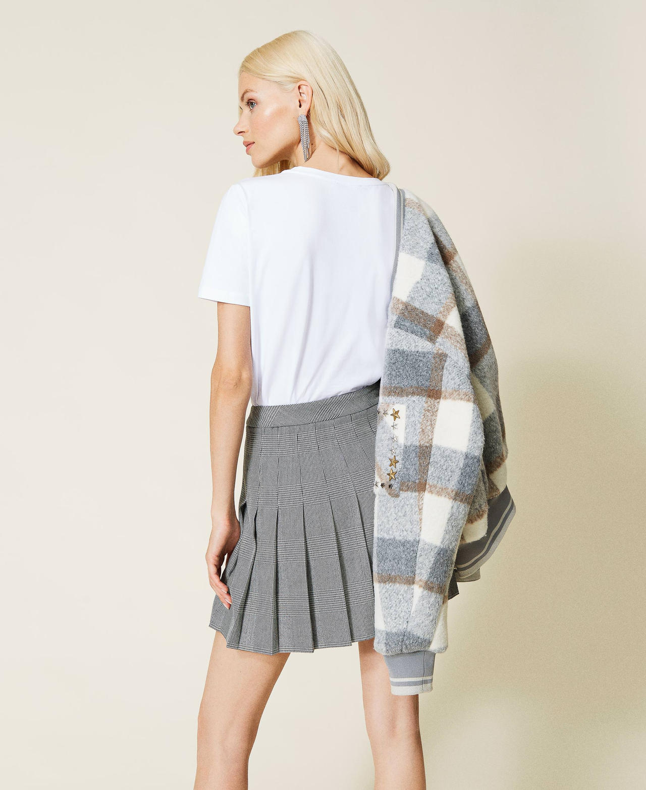 Minigonna 'Emerald' jacquard check Tinto Filo Bianco / Nero Donna 212AP2075-03