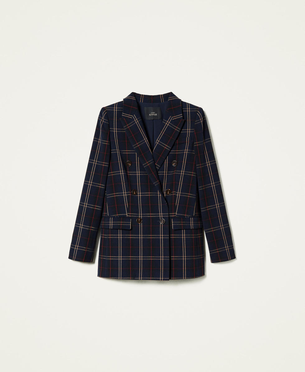 Checkered double breasted blazer outlet