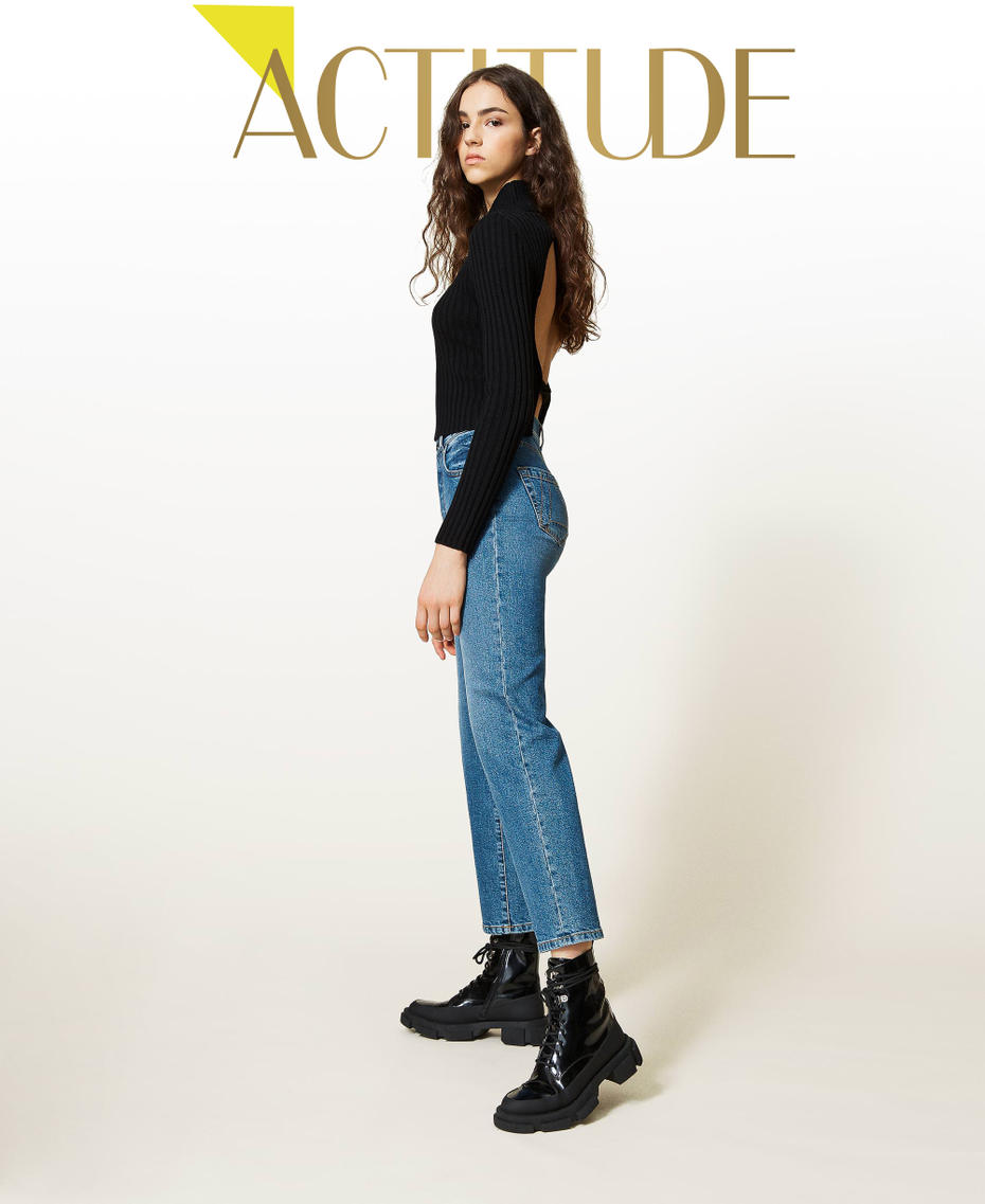 &lsquo;Copper&rsquo; high waist jeans "Mid Denim" Blue Woman 212AP2130-01