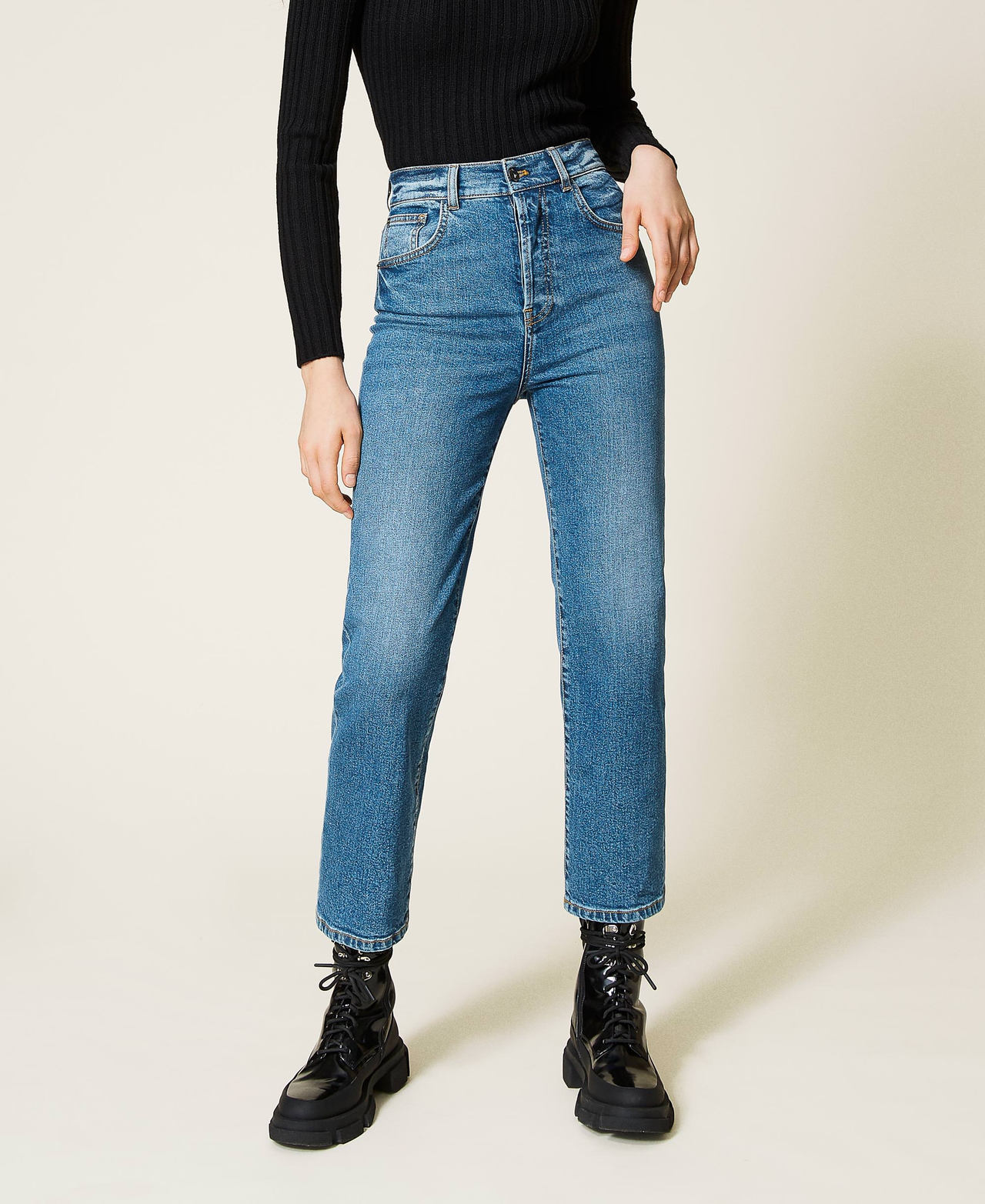 ‘Copper’ high waist jeans Woman, Blue TWINSET Milano