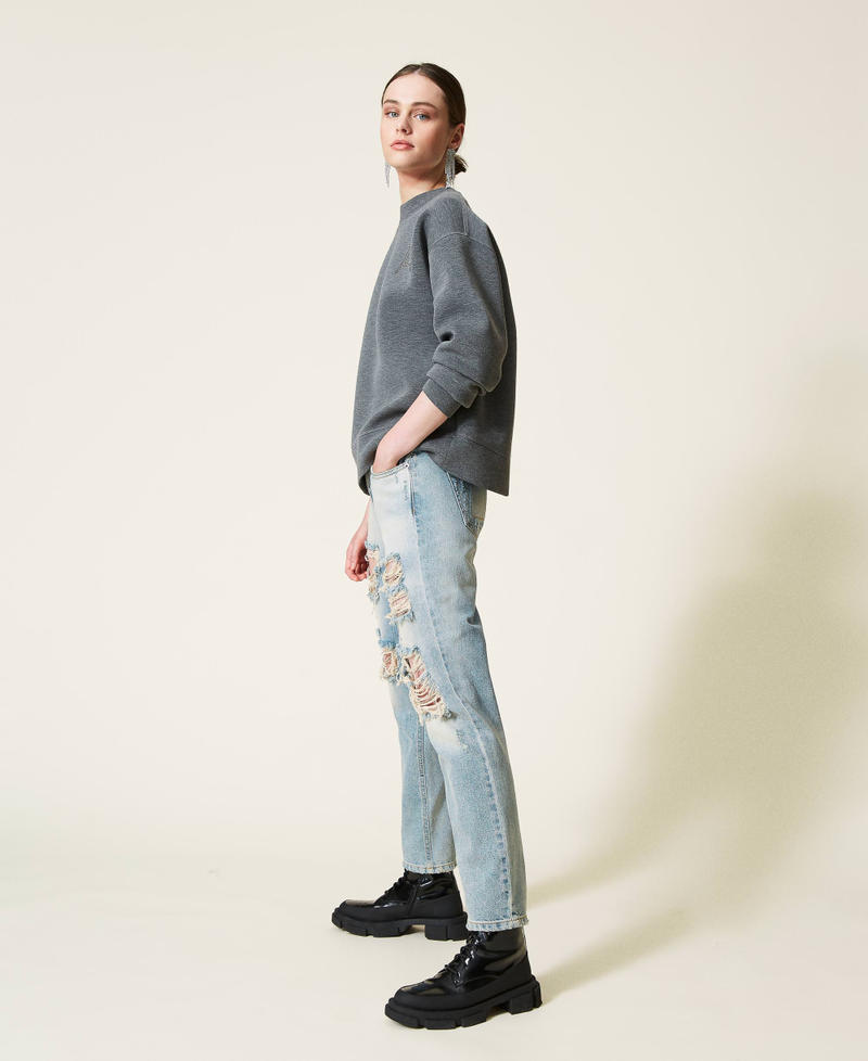 ‘Celsian’ boyfriend jeans with rips Bleach Denim Woman 212AP2150-04