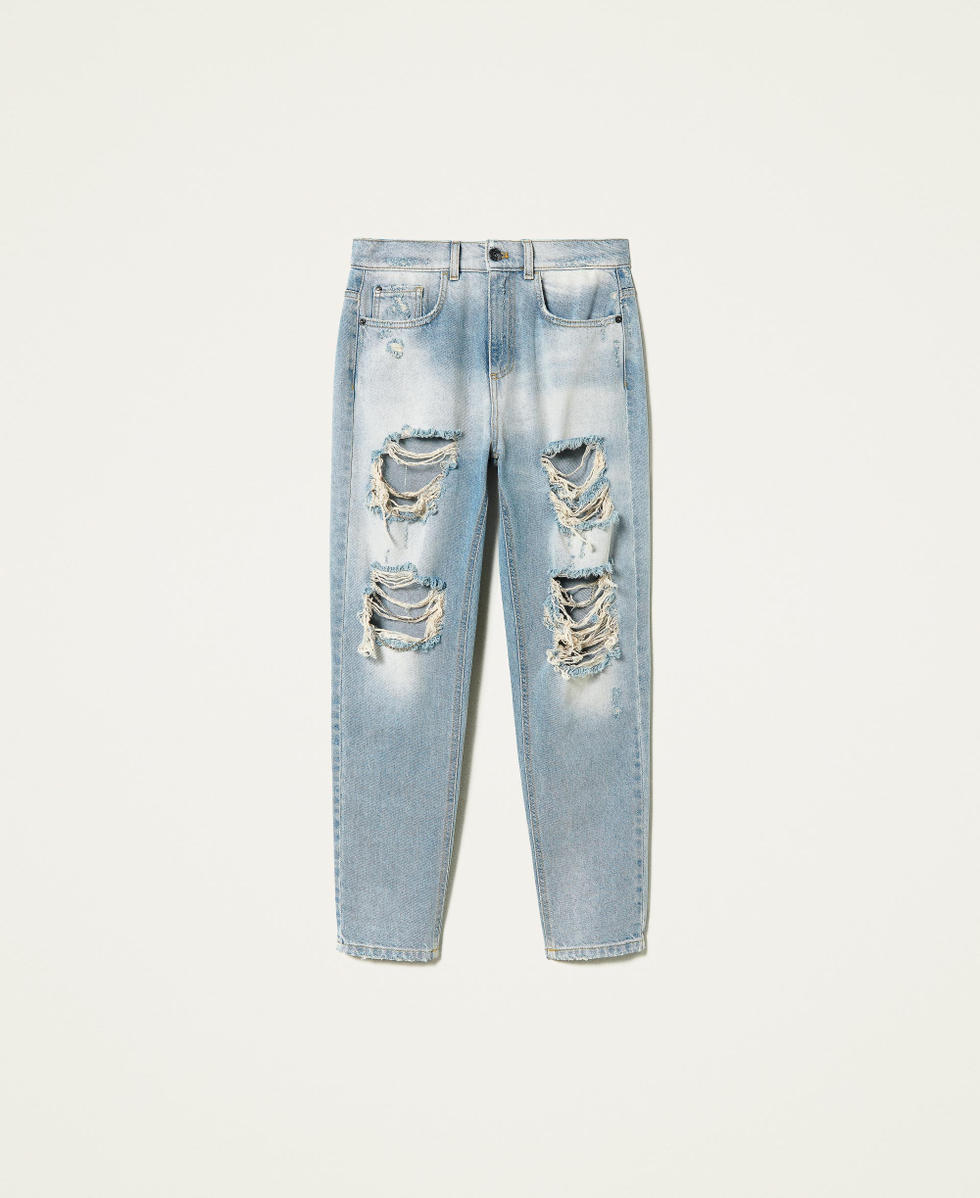 Hollister Boyfriend Patchwork Jeans In Light Wash Blue for Women