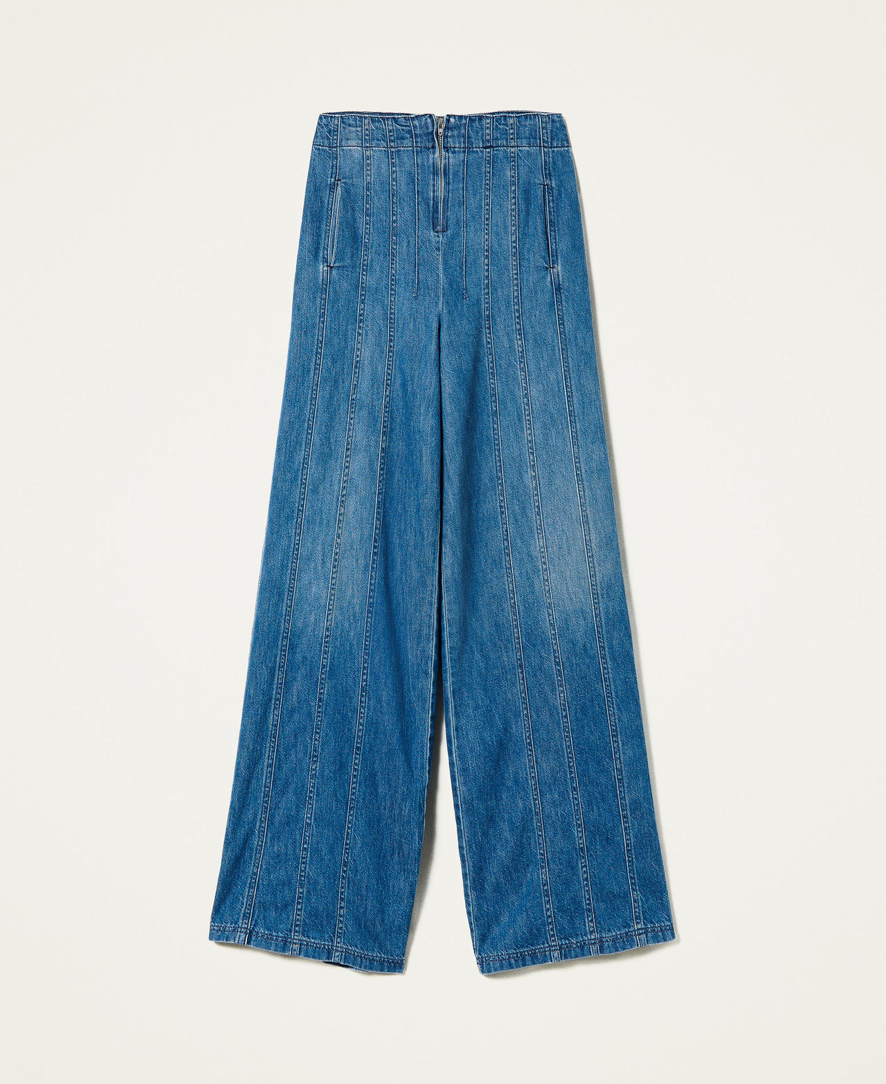 Jeans wide leg 'Mica' con impunture Blu "Denim Medio" Donna 212AP217B-0S