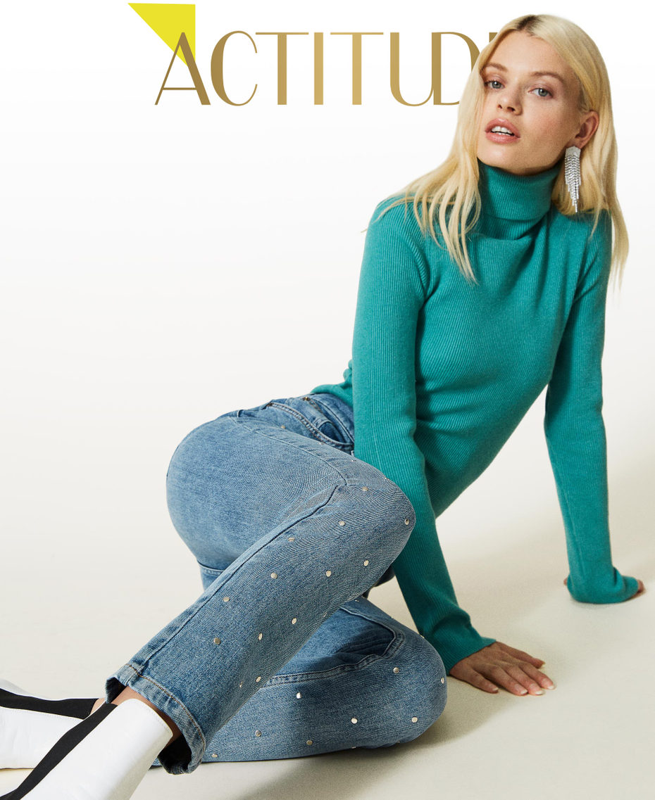 Jeans skinny 'Selenium' con borchie Blu "Denim Medio" Donna 212AP218A-01