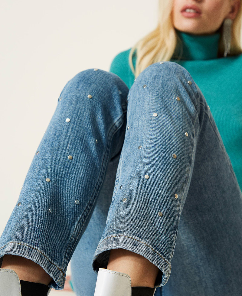 ‘Selenium’ skinny jeans with studs "Mid Denim" Blue Woman 212AP218A-06