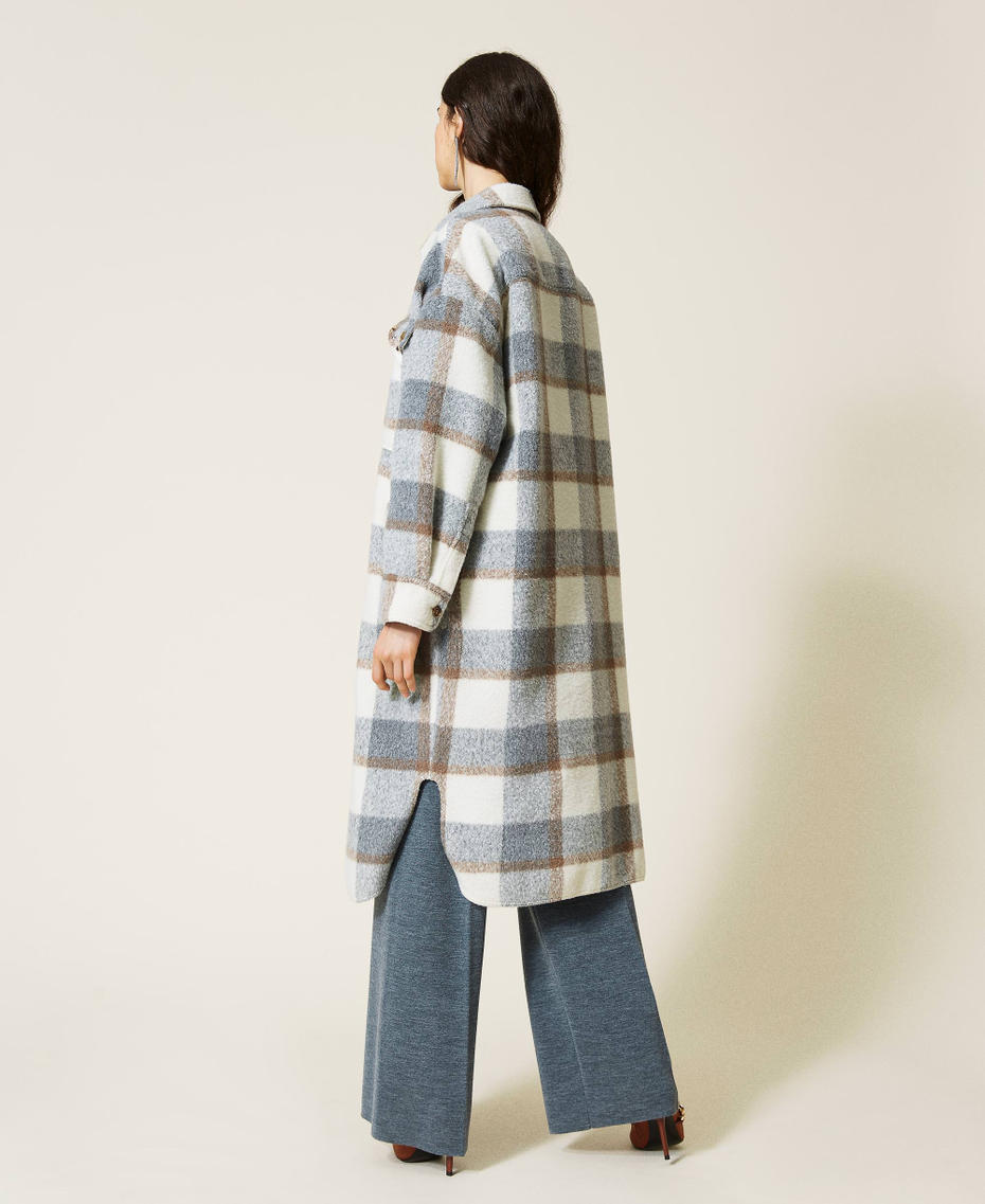 'Beryl' coat with check pattern Grey Marl / “Milk” White Check Woman 212AP2190-03