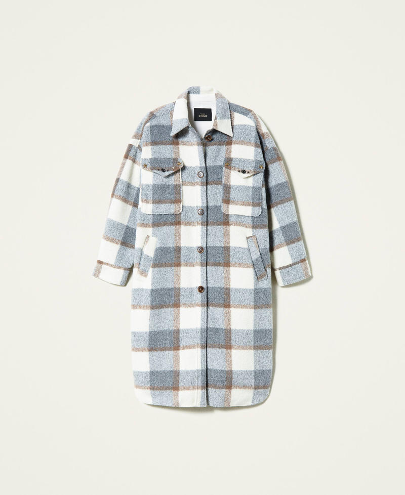 'Beryl' coat with check pattern Grey Marl / “Milk” White Check Woman 212AP2190-0S