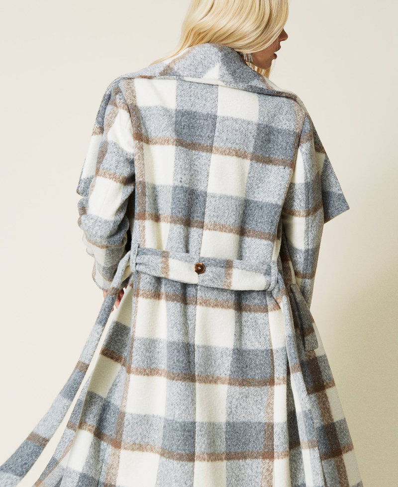 'Beryl' coat with check pattern Grey Marl / “Milk” White Check Woman 212AP2192-06