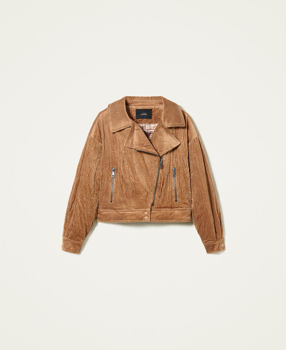 Bikerjacke „Borax“ aus Samt „Panama“-Braun Frau 212AP2240-0S
