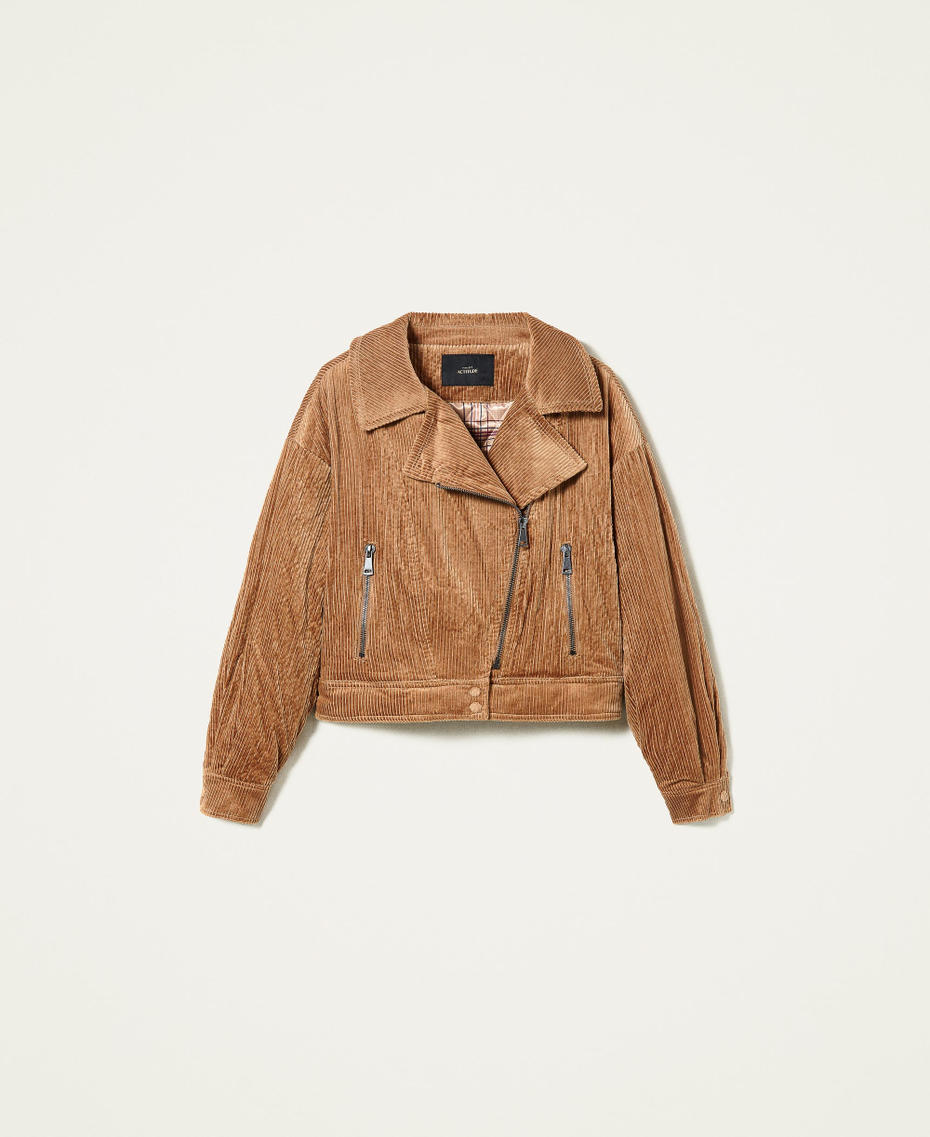 'Borax' corduroy biker jacket “Panama” Brown Woman 212AP2240-0S