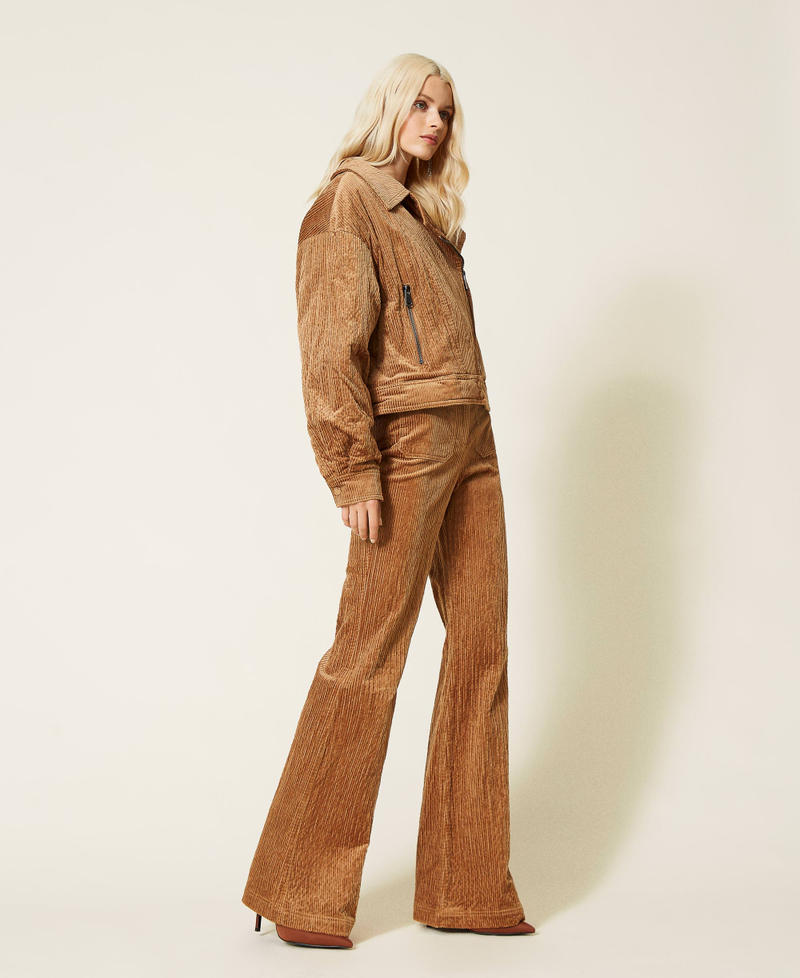 'Borax' corduroy bell bottom trousers “Panama” Brown Woman 212AP2241-02