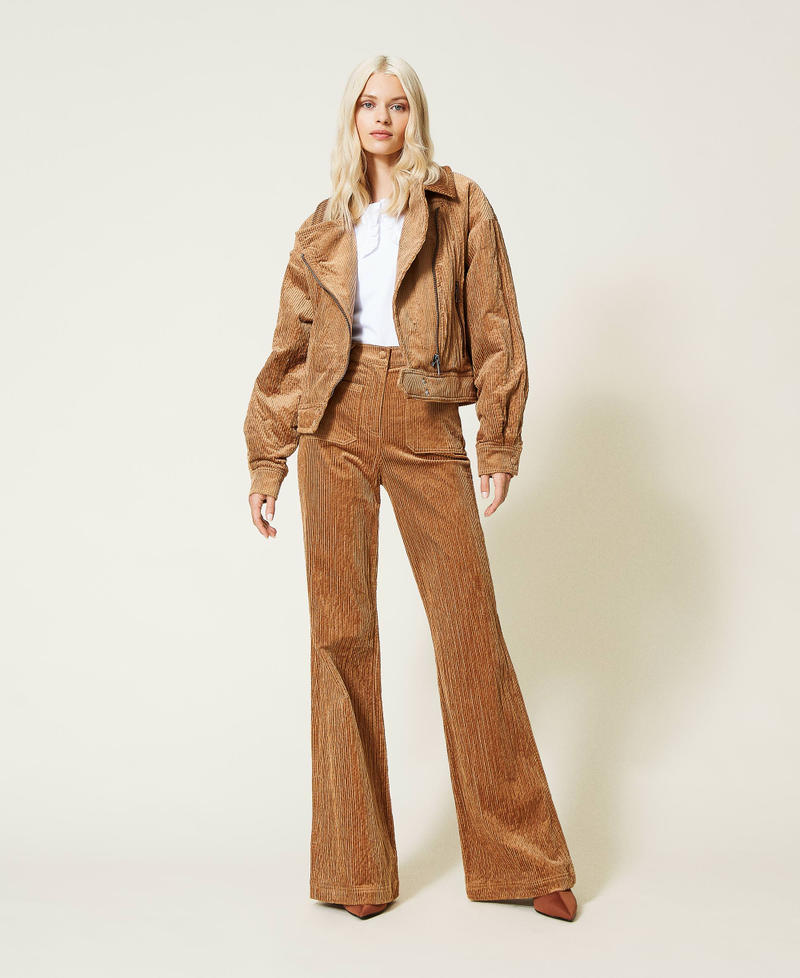 'Borax' corduroy bell bottom trousers “Panama” Brown Woman 212AP2241-03