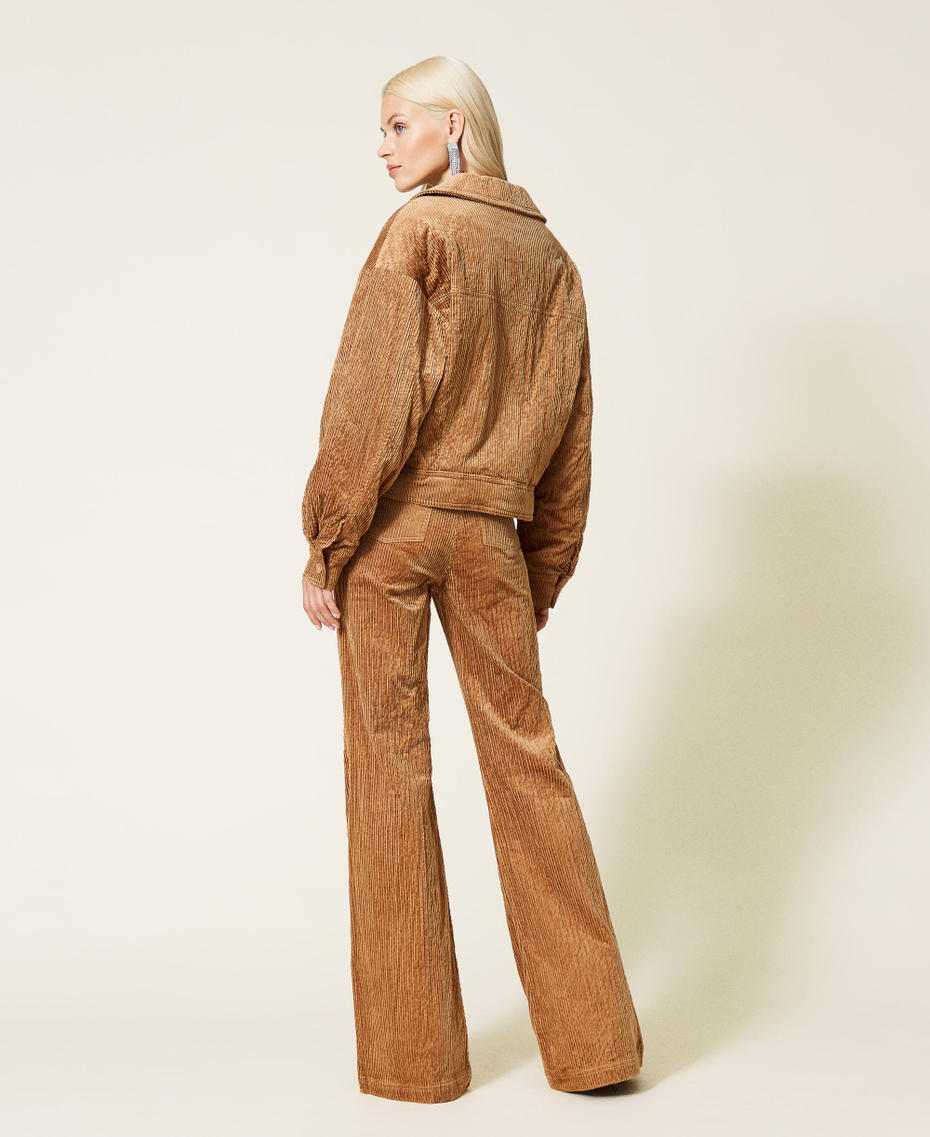 'Borax' corduroy bell bottom trousers “Panama” Brown Woman 212AP2241-04