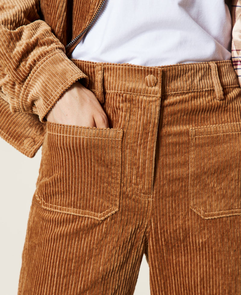 'Borax' corduroy bell bottom trousers “Panama” Brown Woman 212AP2241-05