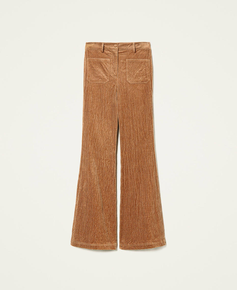 Pantalon pattes d’éléphant « Borax » en velours côtelé Marron « Panama » Femme 212AP2241-0S