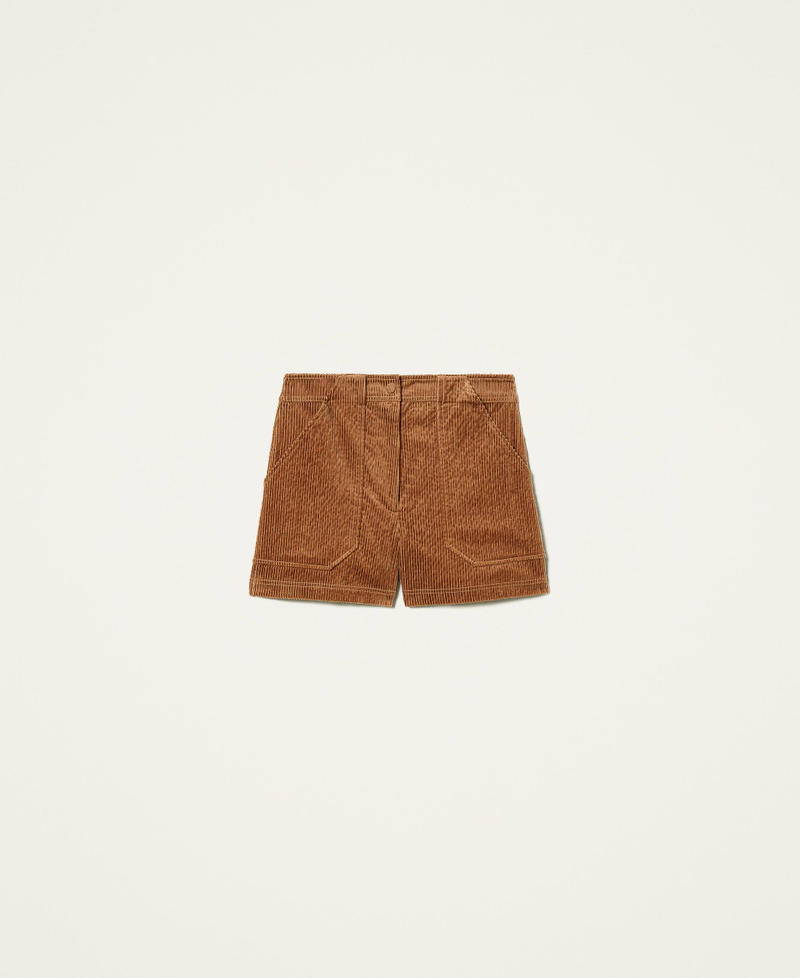Shorts „Borax“ aus Samt „Panama“-Braun Frau 212AP2243-0S