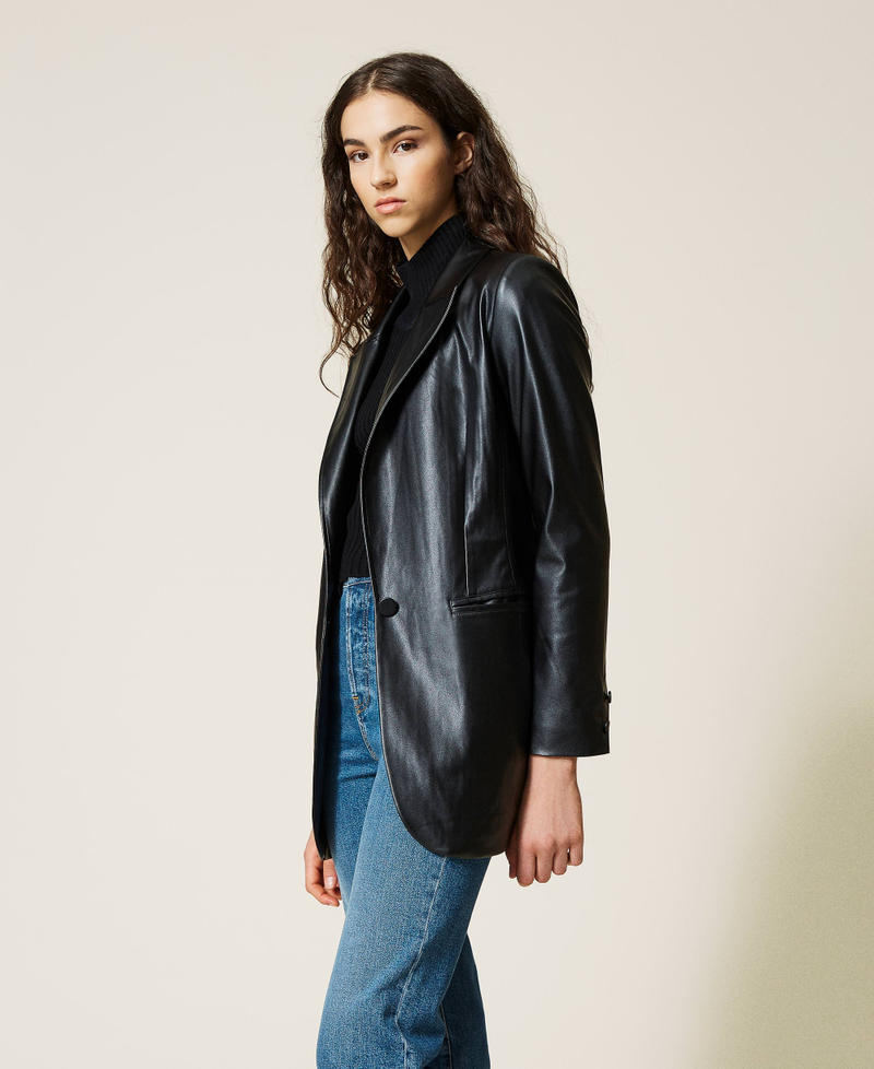 Coated fabric blazer Black Woman 212AP2260-02