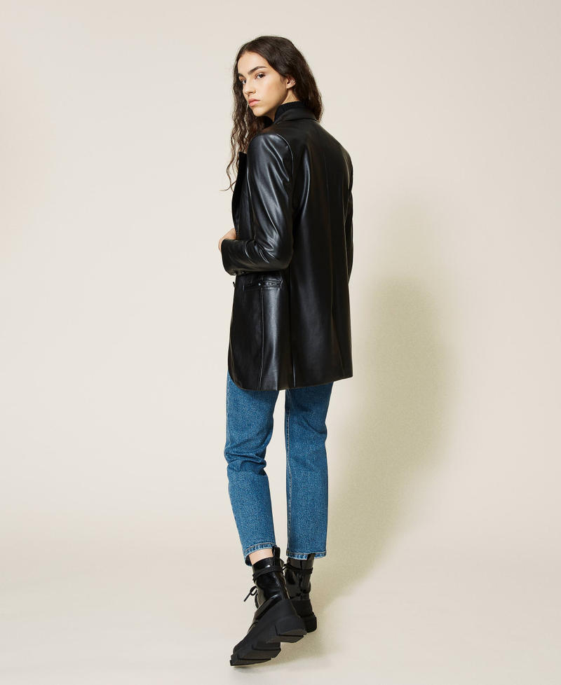 Coated fabric blazer Black Woman 212AP2260-03