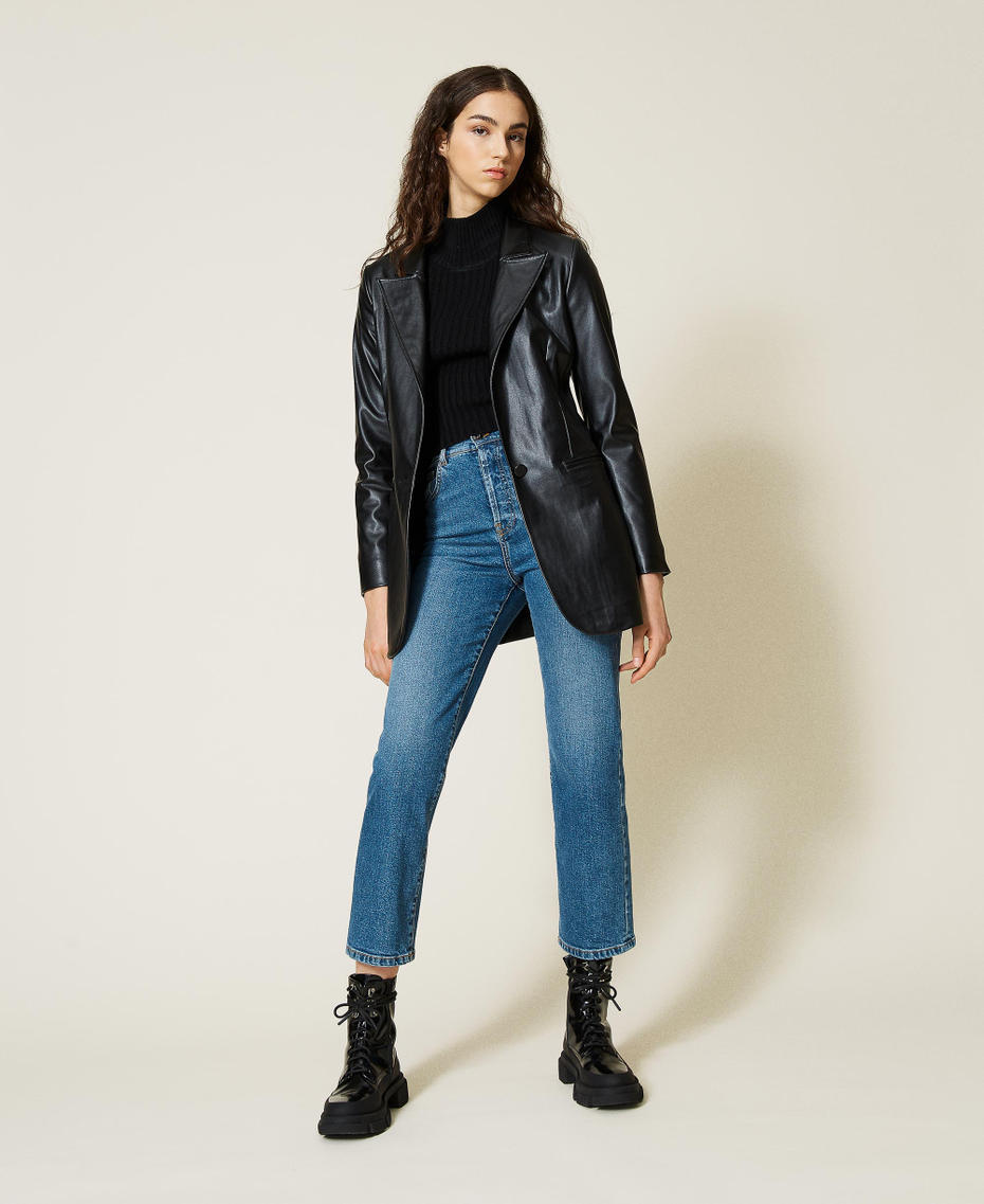Coated fabric blazer Black Woman 212AP2260-0T