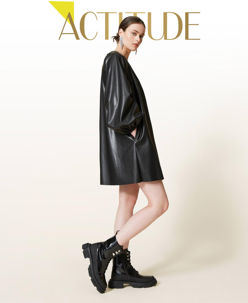 Robe en tissu enduit Noir Femme 212AP2267-01