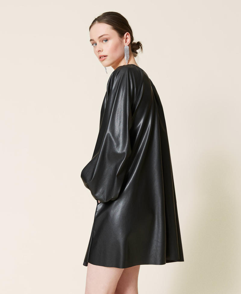 Robe en tissu enduit Noir Femme 212AP2267-03