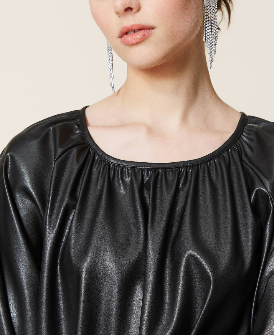 Robe en tissu enduit Noir Femme 212AP2267-05
