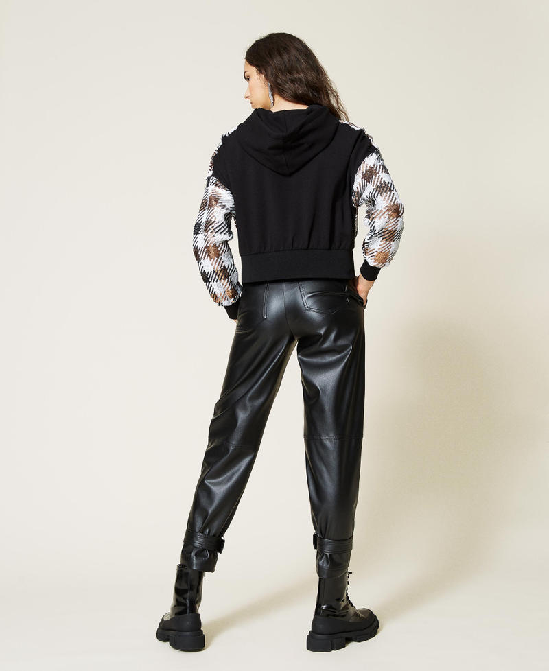 Coated fabric trousers with straps Black Woman 212AP2268-03