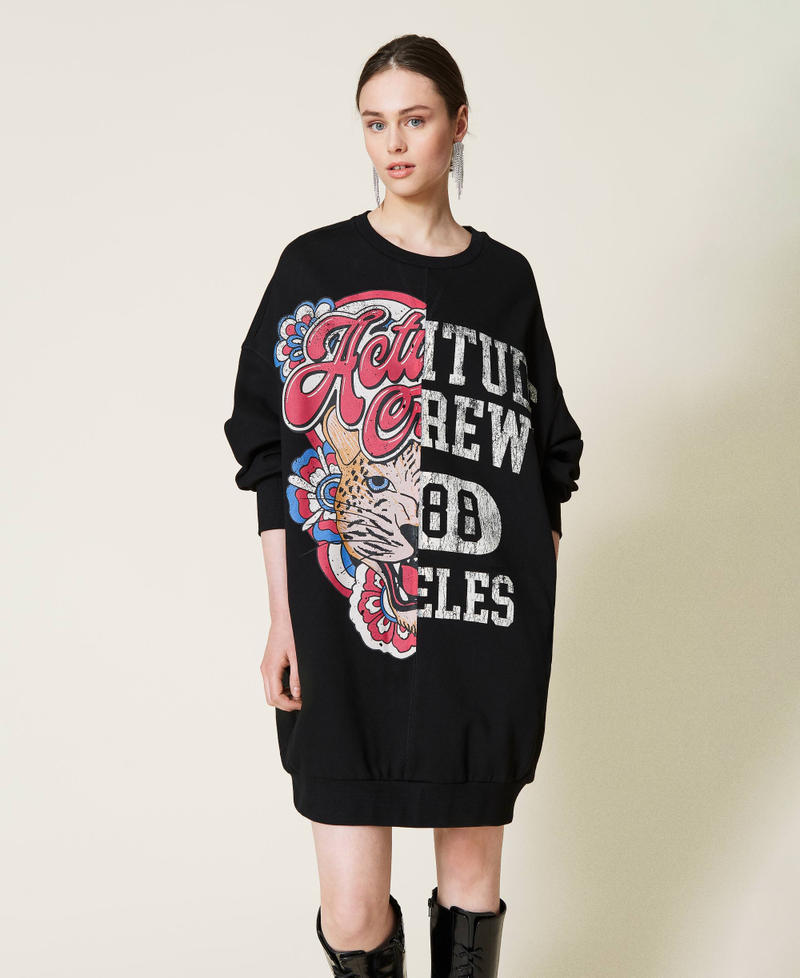 Maxi sweatshirt with crackled print Black Woman 212AP2310-02