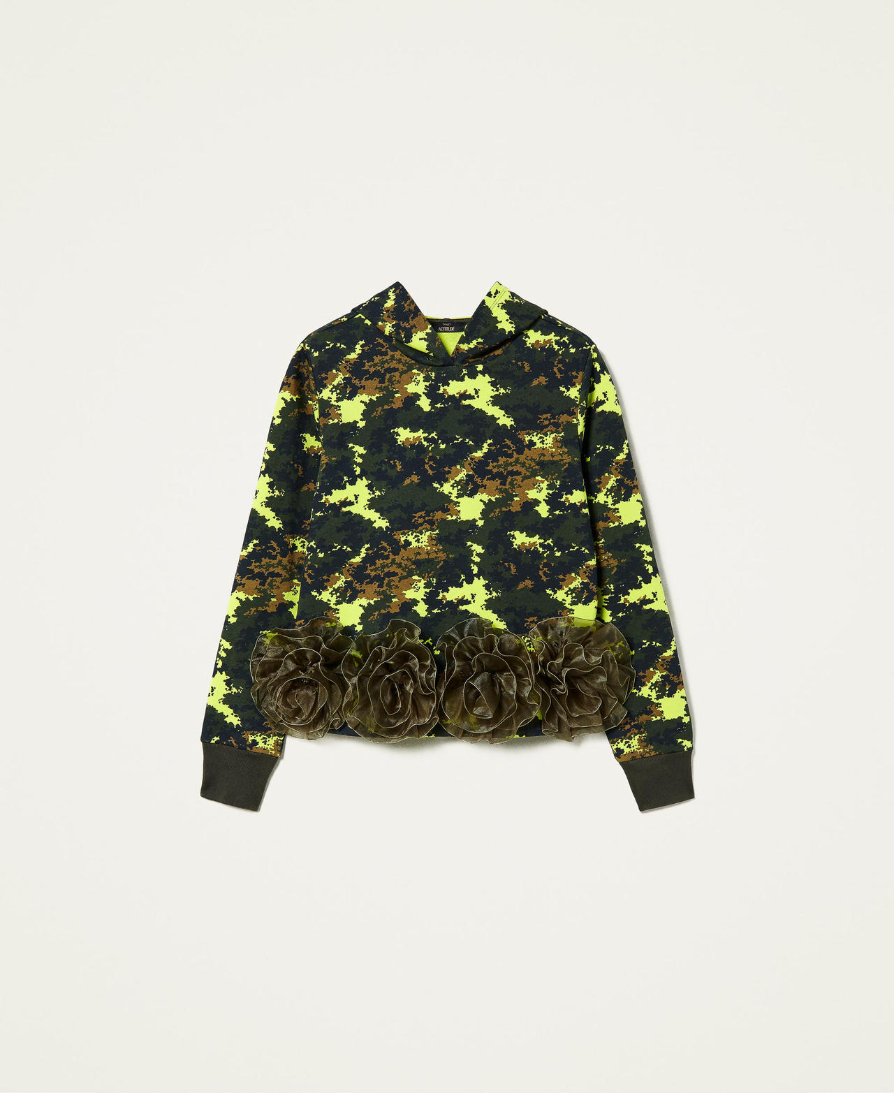 Felpa 'Silver' camouflage con rose Stampa Mimetic Green Donna 212AP2320-0S